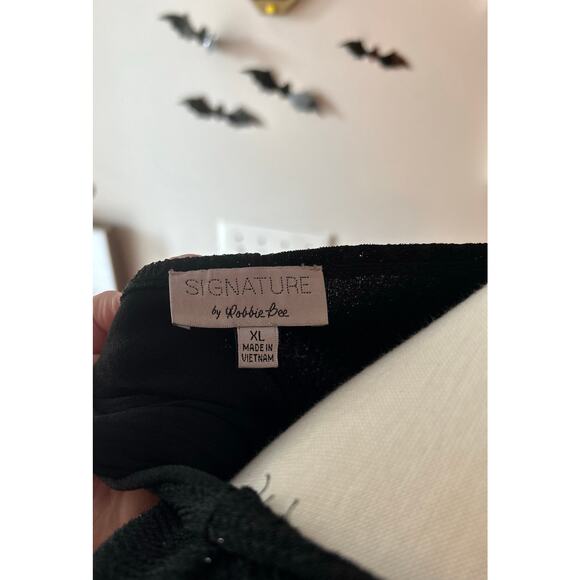 Black Shimmer Faux Wrap / Side Knot Dress – XL - Picture 3 of 8